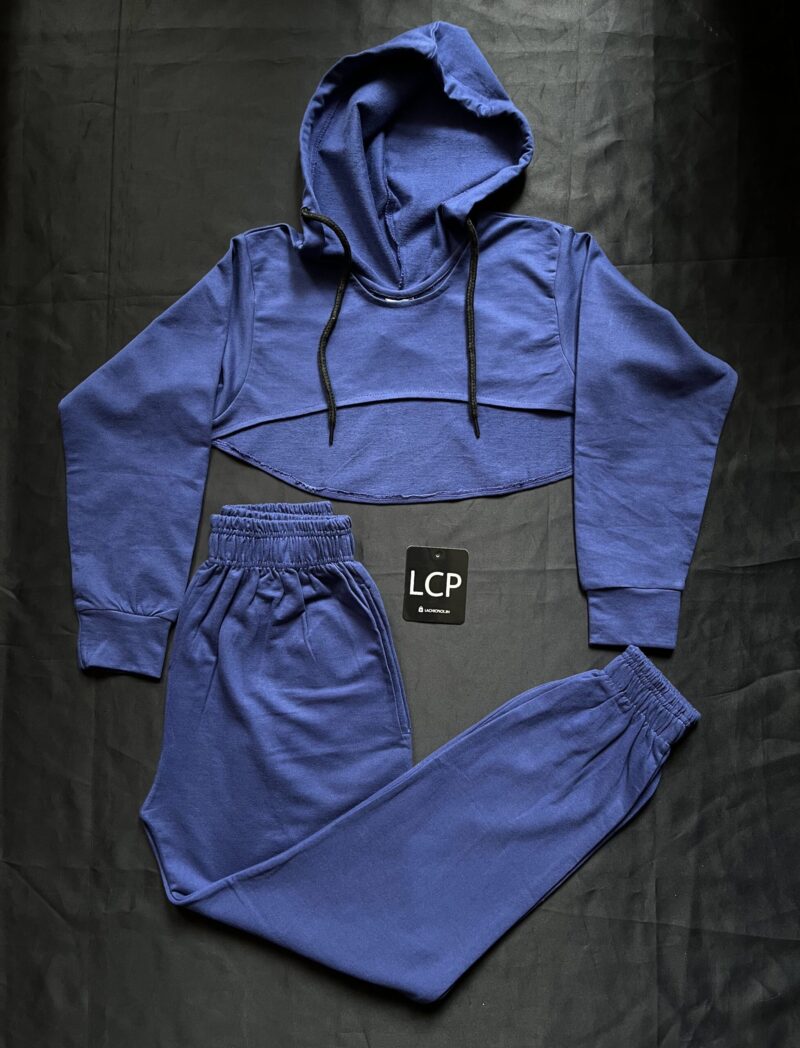 Blue Crop Hoodie & Jogger Set - Image 2