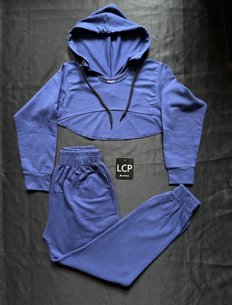 Blue Crop Hoodie & Jogger Set - Image 3