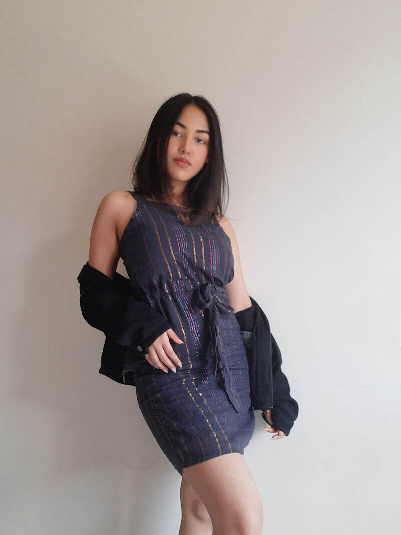 Glam Belted Striped Dress - Image 2