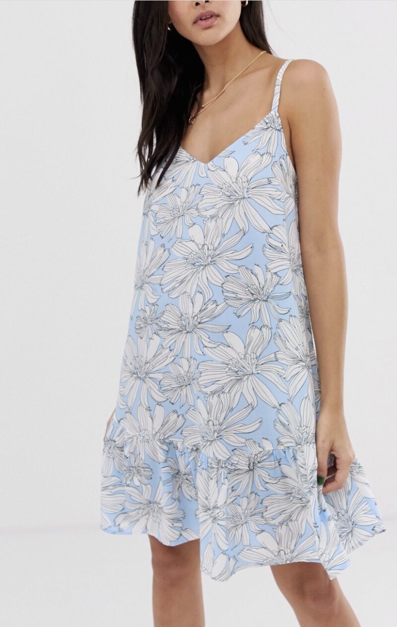 Sky Blue Floral Print Dress - Image 4