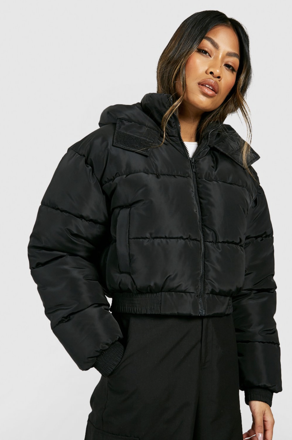 Black Hoodie Cropped Jacket – LA CHIC PICK