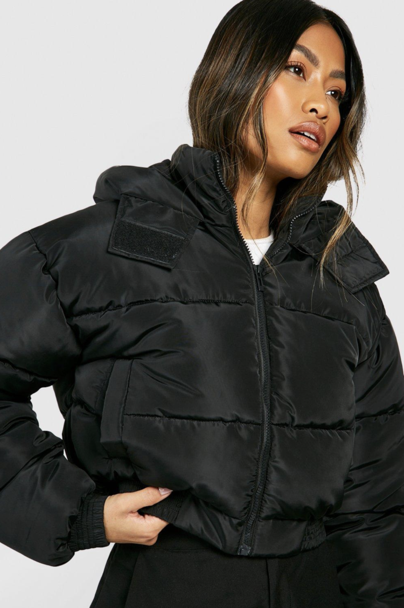 Black Hoodie Cropped Jacket - Image 4