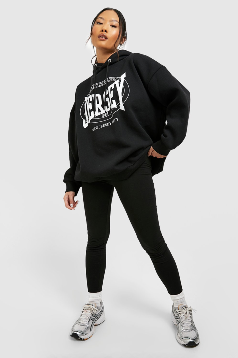 BLACK NEW JERSEY CITY OVERSIZED HOODIE - Image 2