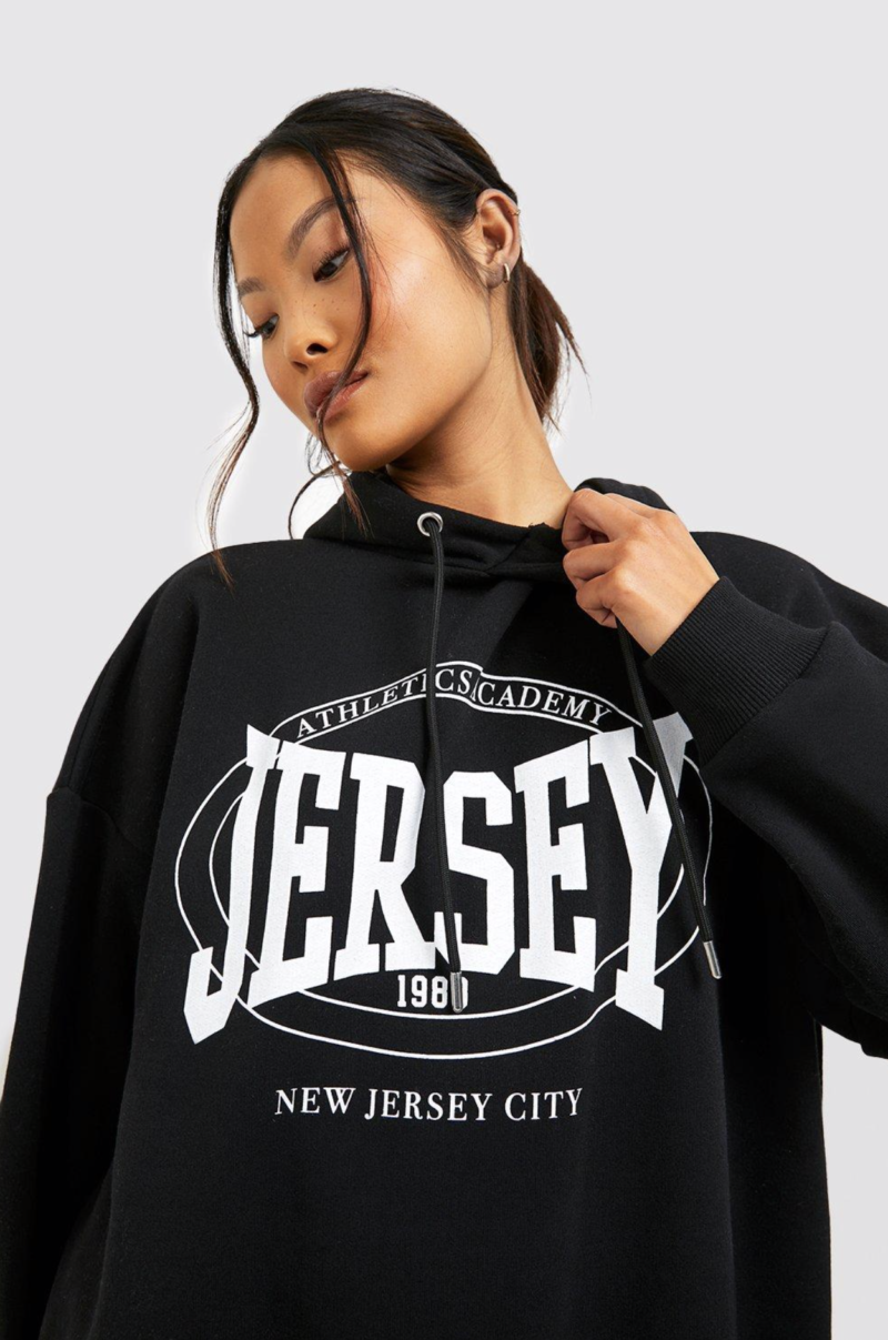 BLACK NEW JERSEY CITY OVERSIZED HOODIE - Image 4