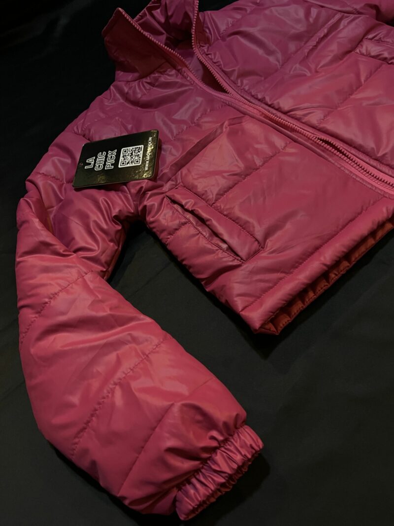Pink Cropped Padded Puffer Jacket - Image 4