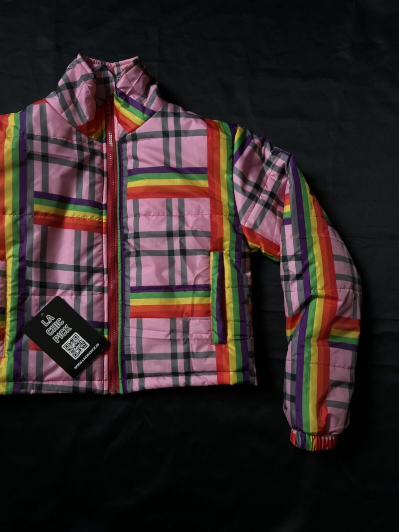 Rainbow Cropped Padded Puffer Jacket - Image 2