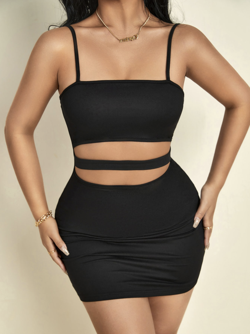 Mandy Black Cutout Cami Dress - Image 3