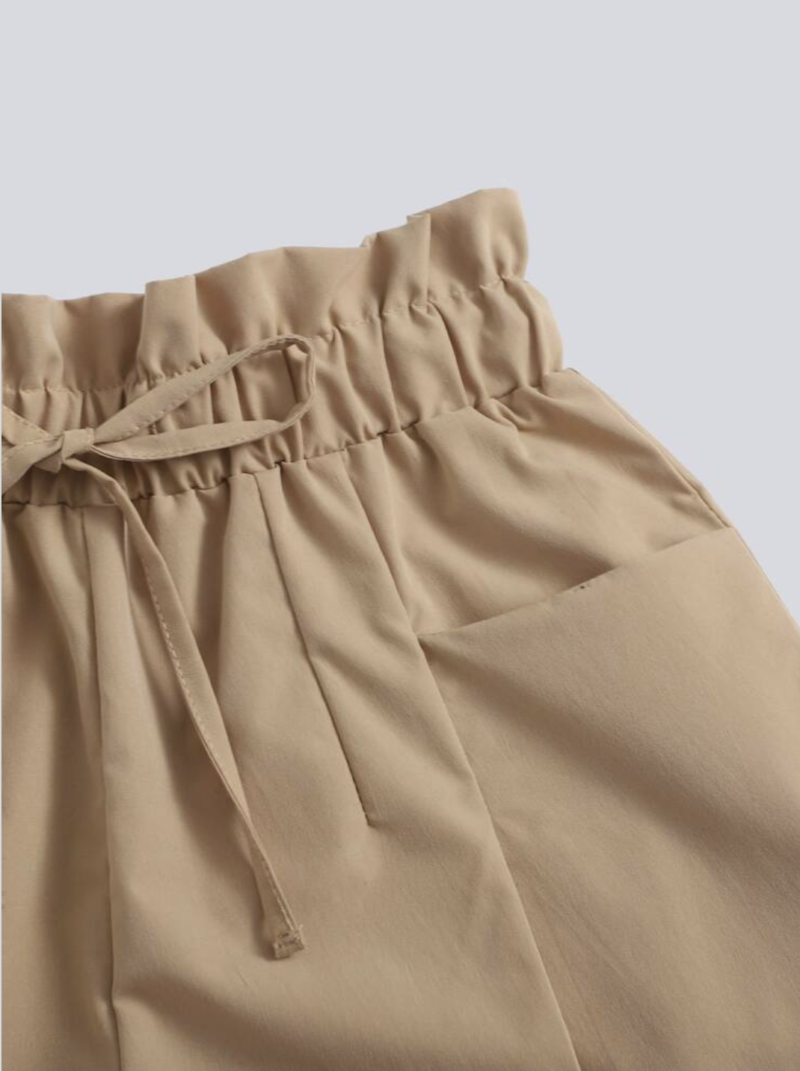 Nancy Paperbag Waist Khaki Shorts - Image 3