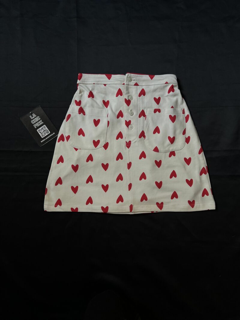 Valina Heart Print Buttoned Mini Skirt - Image 3