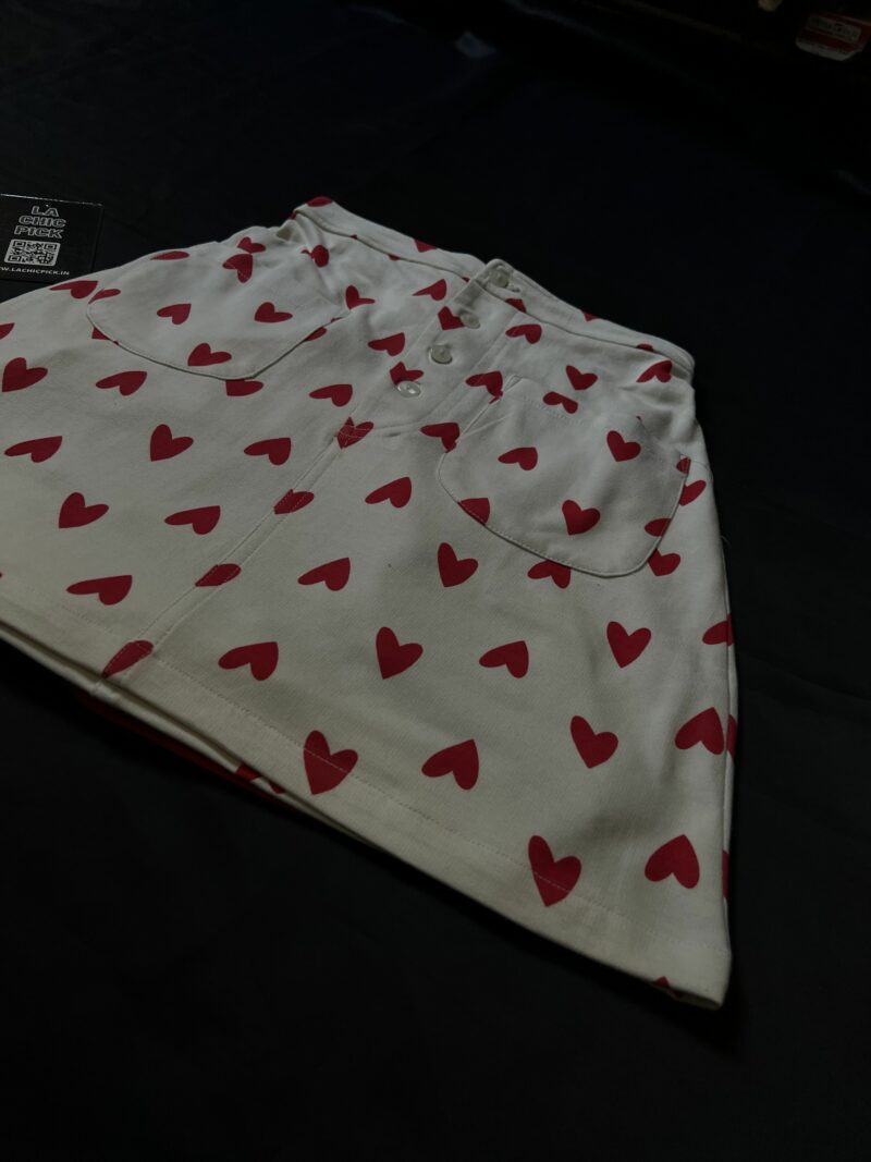 Valina Heart Print Buttoned Mini Skirt - Image 4