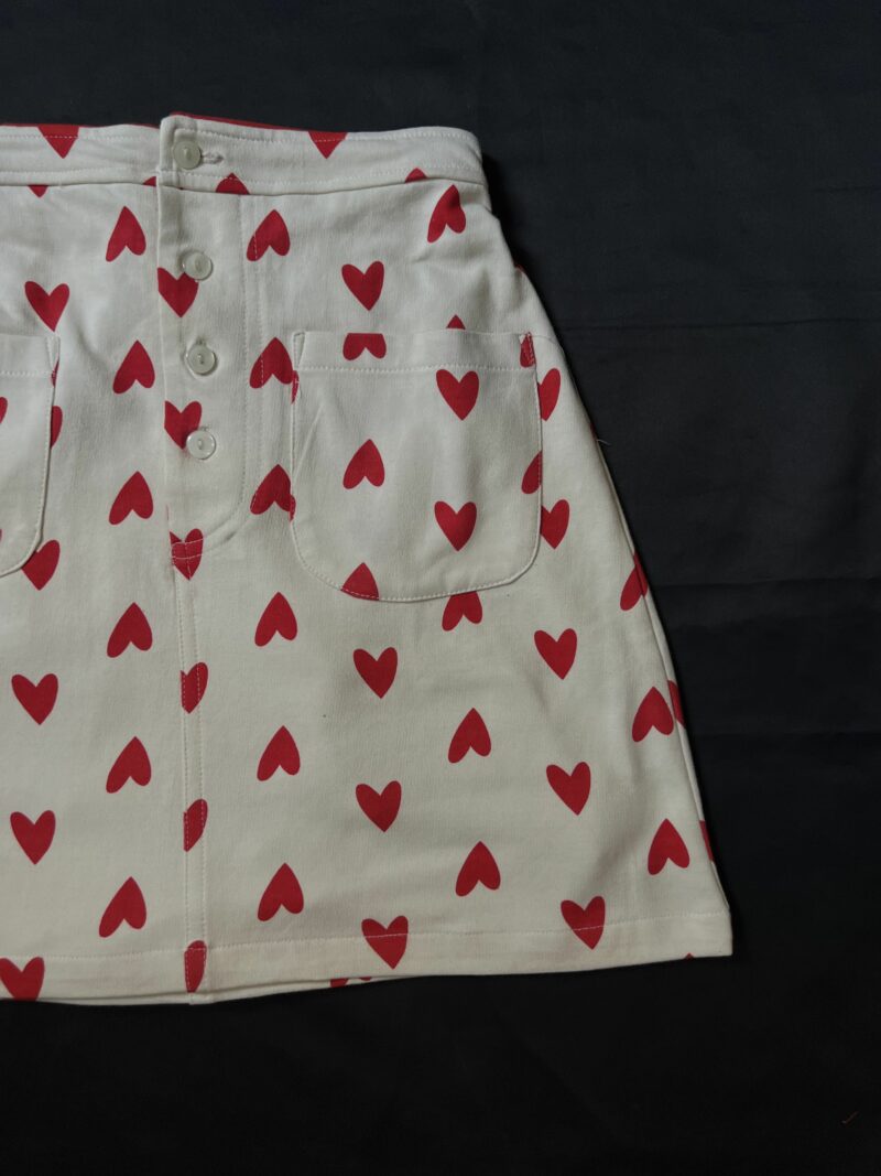 Valina Heart Print Buttoned Mini Skirt - Image 2
