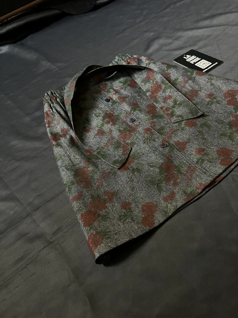 Janice Floral Tie Belt Denim Skirt - Image 3