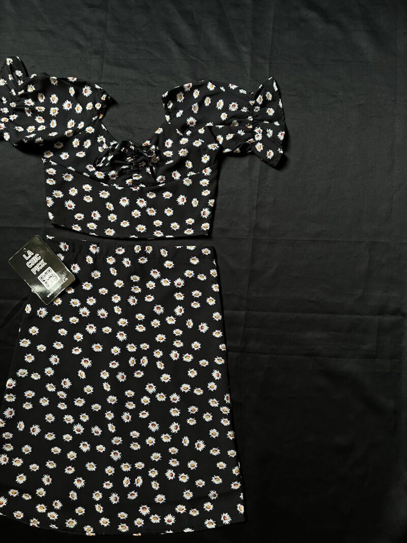 Jenny Floral Coord Set in Black | Pink - Image 3