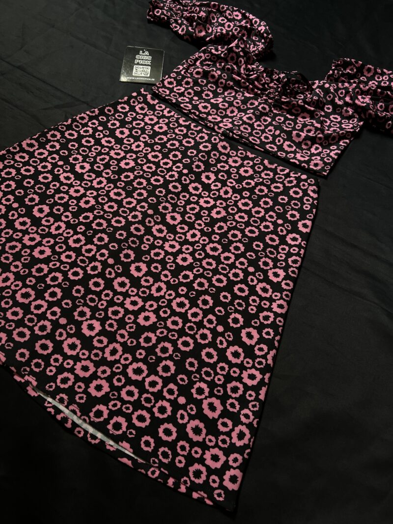 Jenny Floral Coord Set in Black | Pink - Image 5