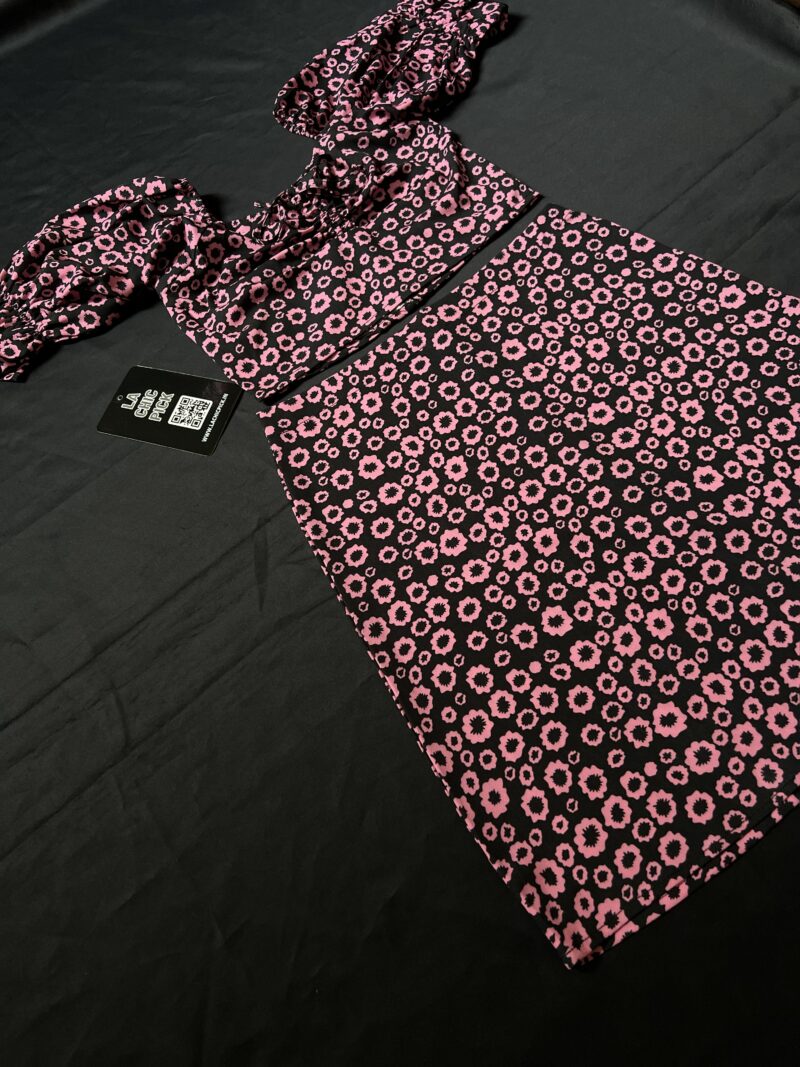 Jenny Floral Coord Set in Black | Pink - Image 6