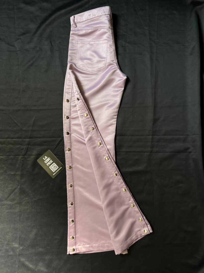 Kimmy High Waist Premium Satin Wide Leg Trouser In Purple - Image 2
