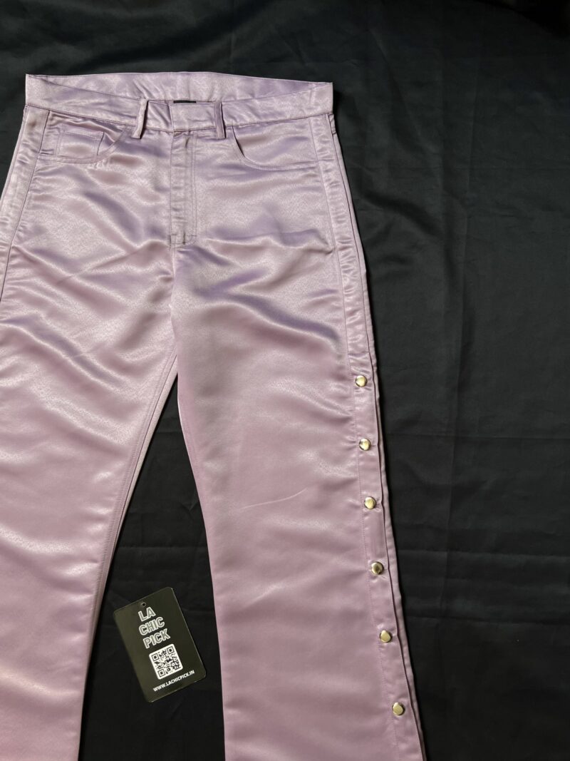 Kimmy High Waist Premium Satin Wide Leg Trouser In Purple - Image 3