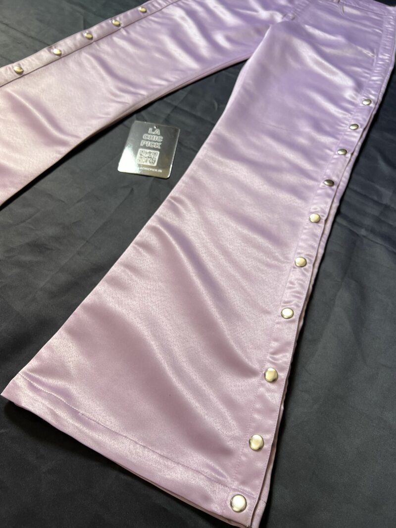 Kimmy High Waist Premium Satin Wide Leg Trouser In Purple - Image 4