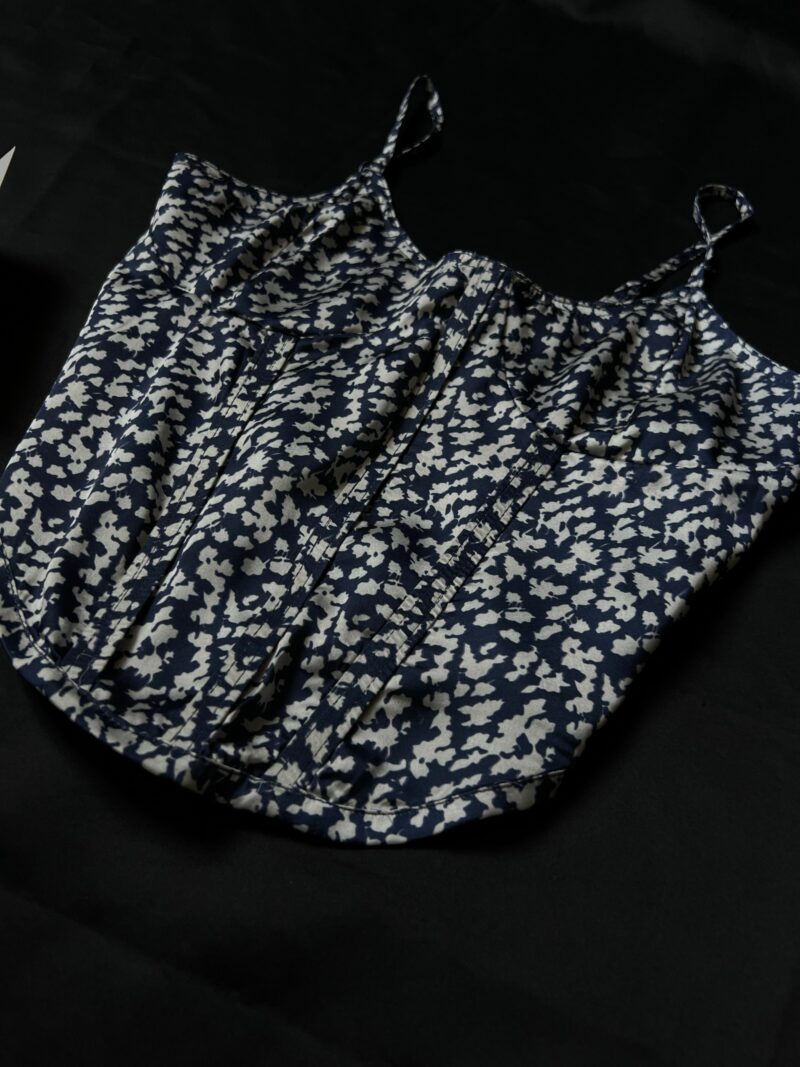 Nancy Blue Floral Print Corset Top - Image 2