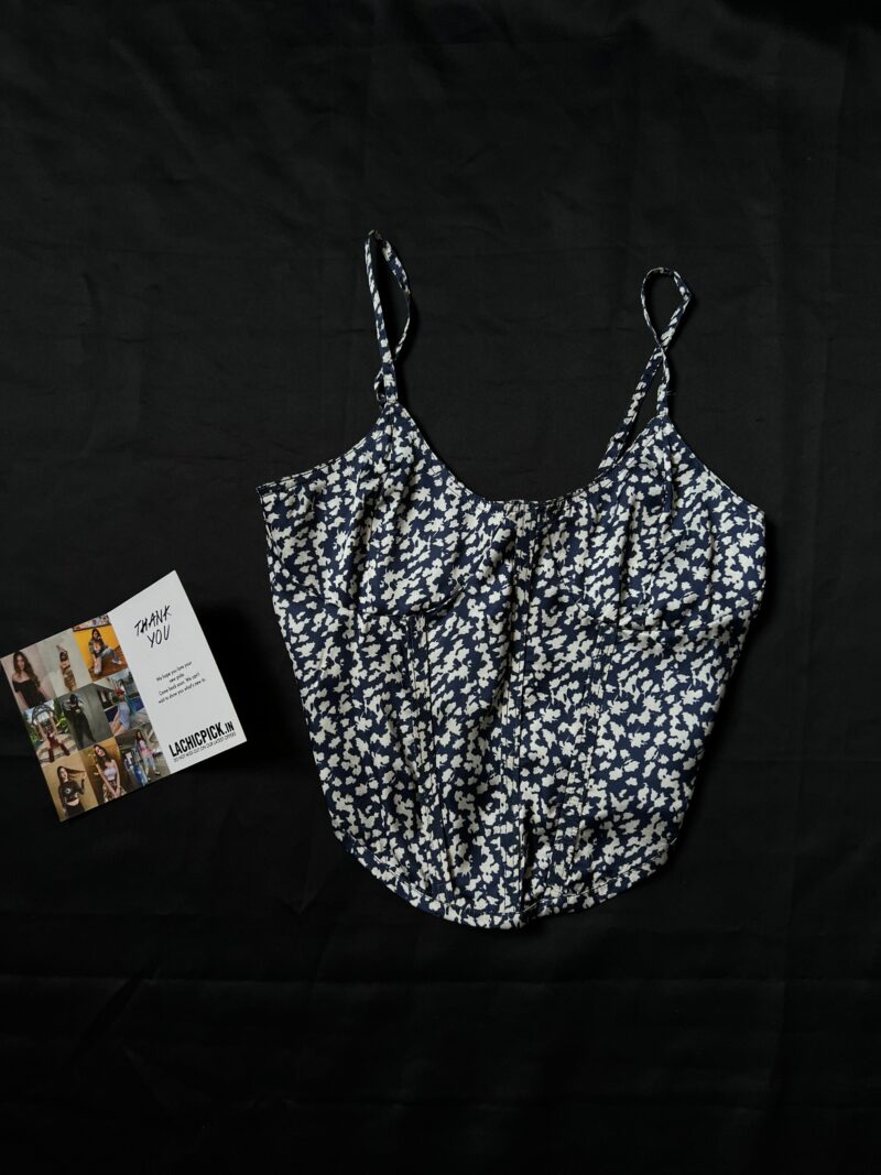 Nancy Blue Floral Print Corset Top - Image 4
