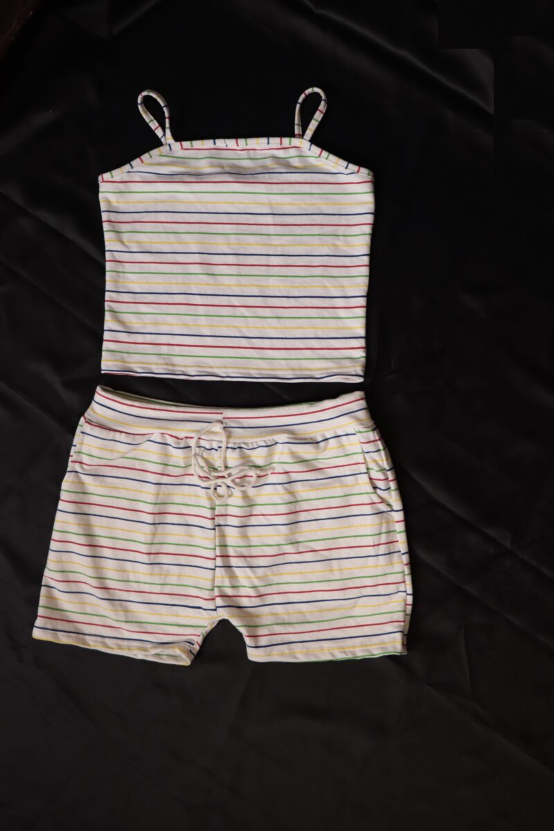 Lilly Cami Top & Shorts Coord Set in White | Black - Image 4