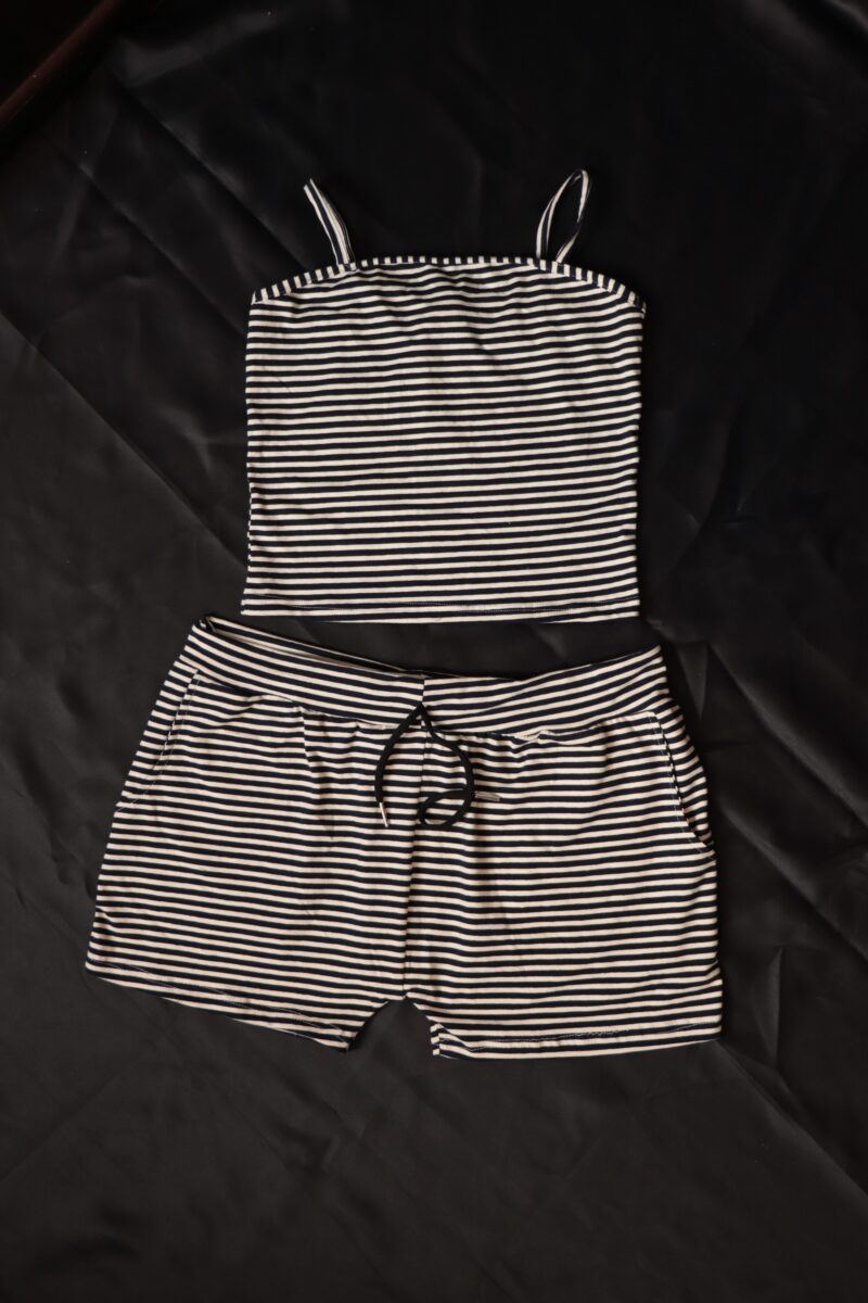 Lilly Cami Top & Shorts Coord Set in White | Black - Image 5