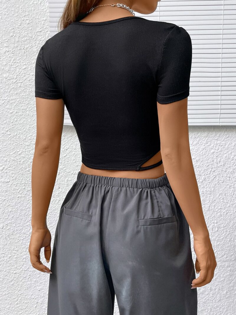 Sophie Side Cutout Crop Top in Black | Creme | Brown | Green | Yellow - Image 6