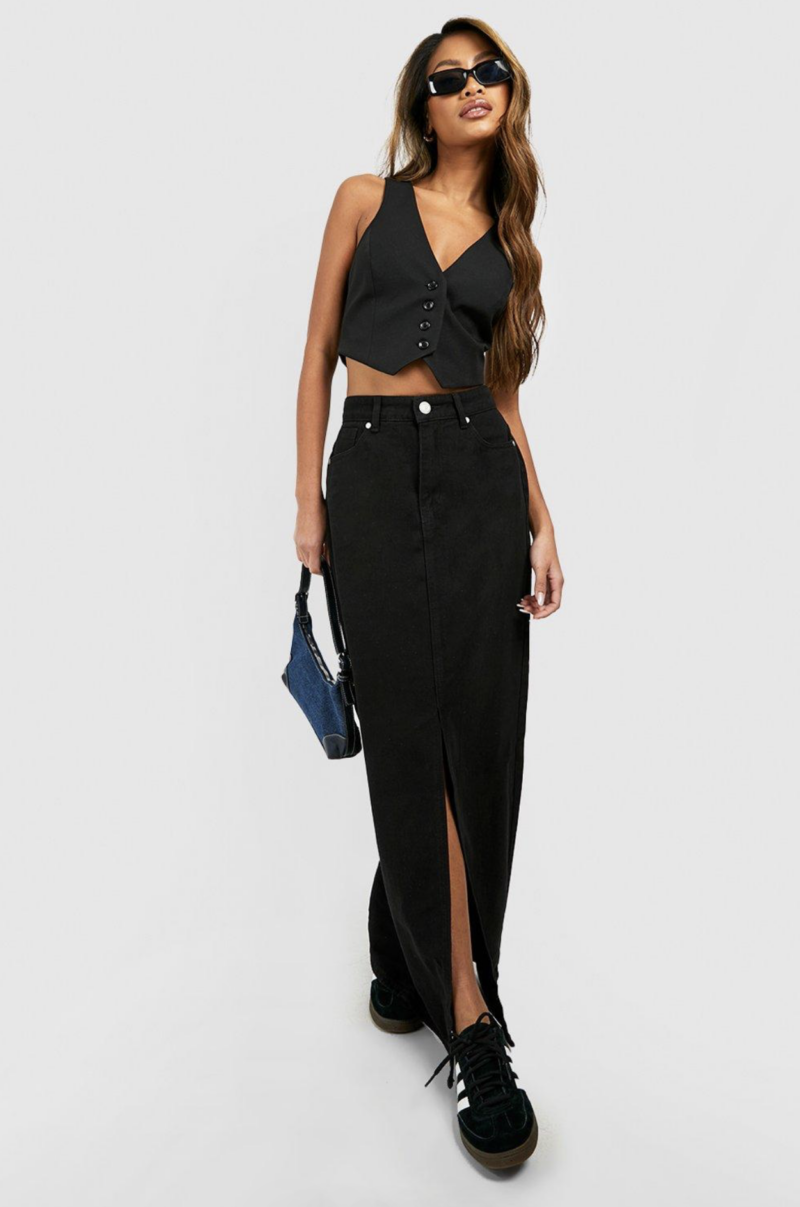 Amelia Black Slit Maxi Skirt - Image 3