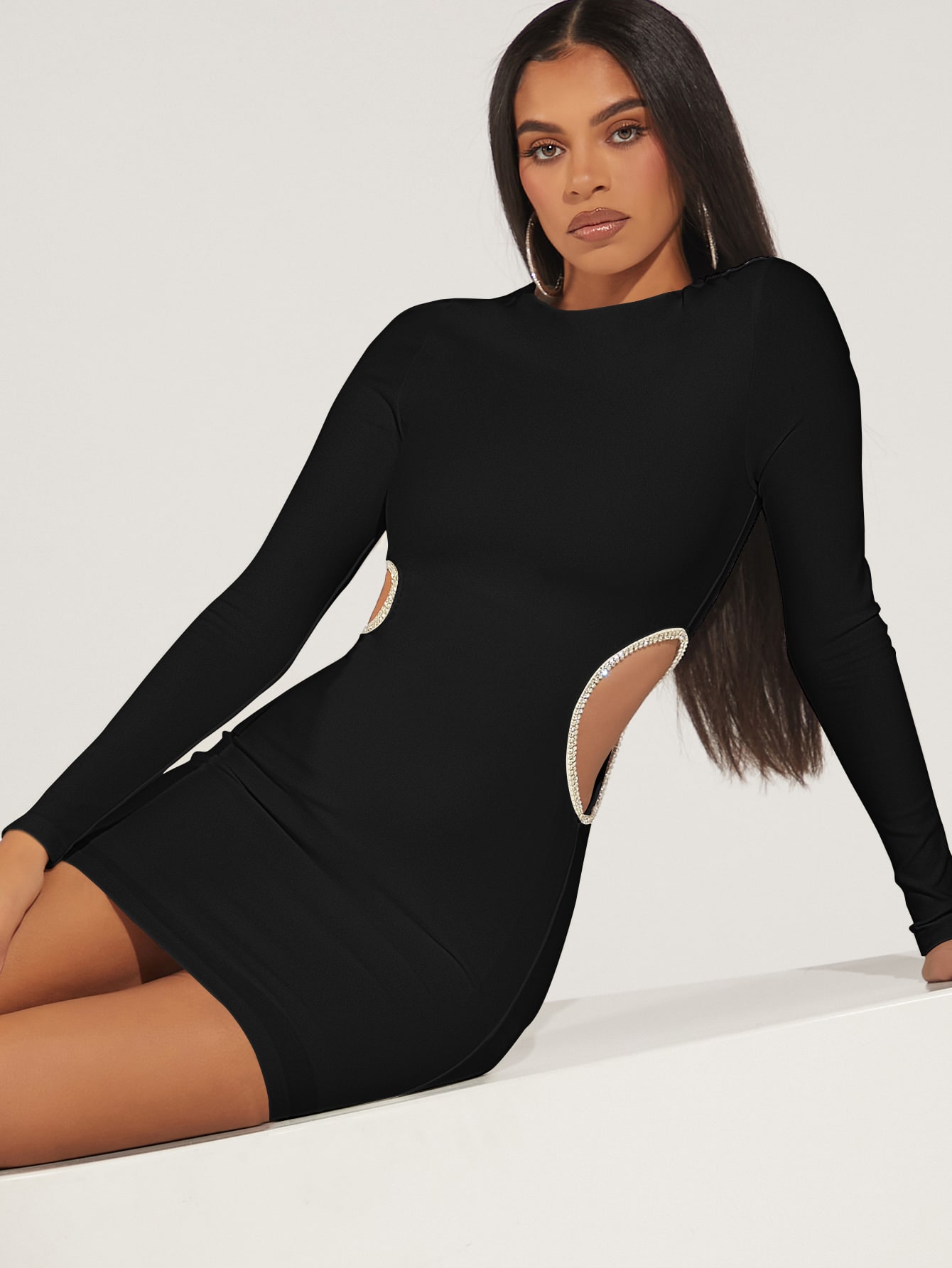 Buy Women Black Lace One Shoulder Side Cut-Out Dress Online at Sassafras
