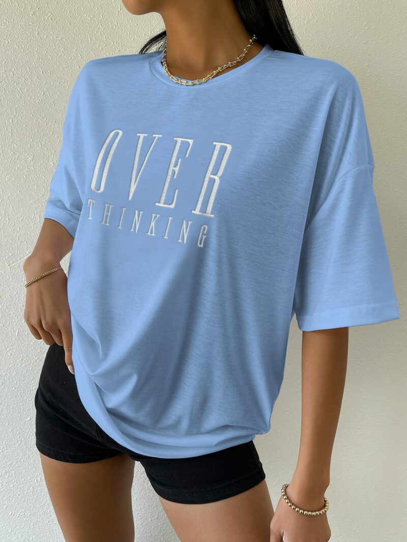 Over Thinking Baby Blue Oversized T Shirt - Image 5
