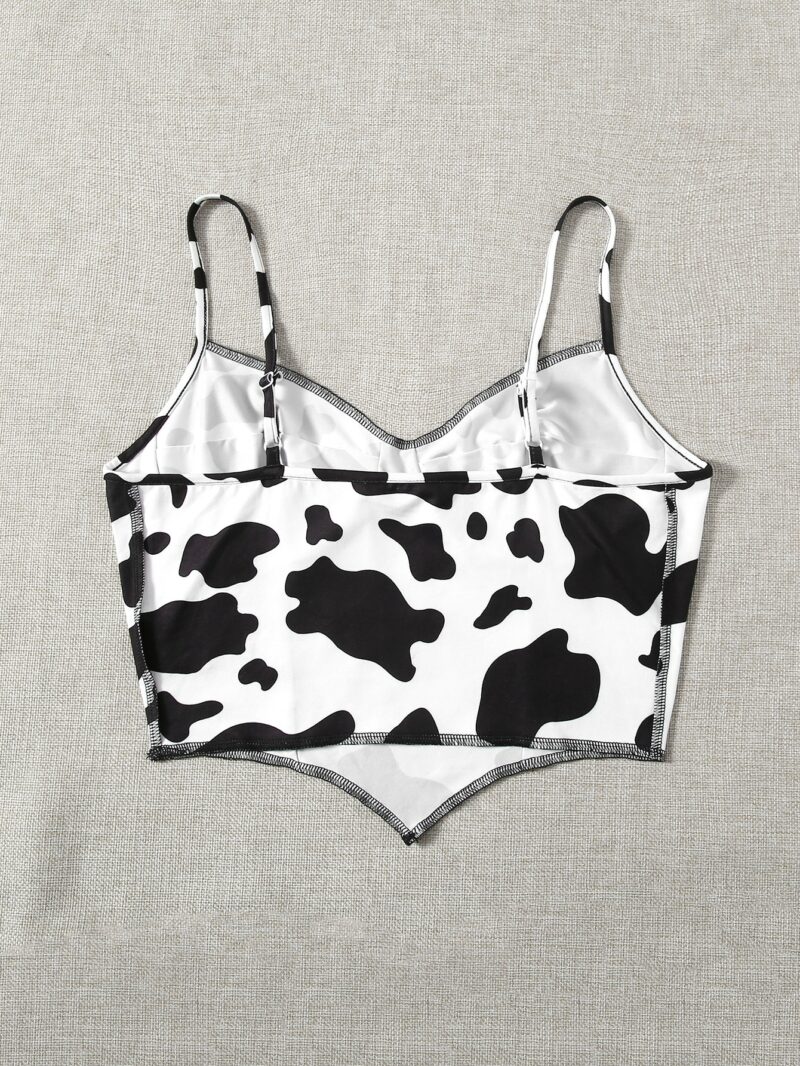 Natalia Cow Print Cami Crop Top - Image 3