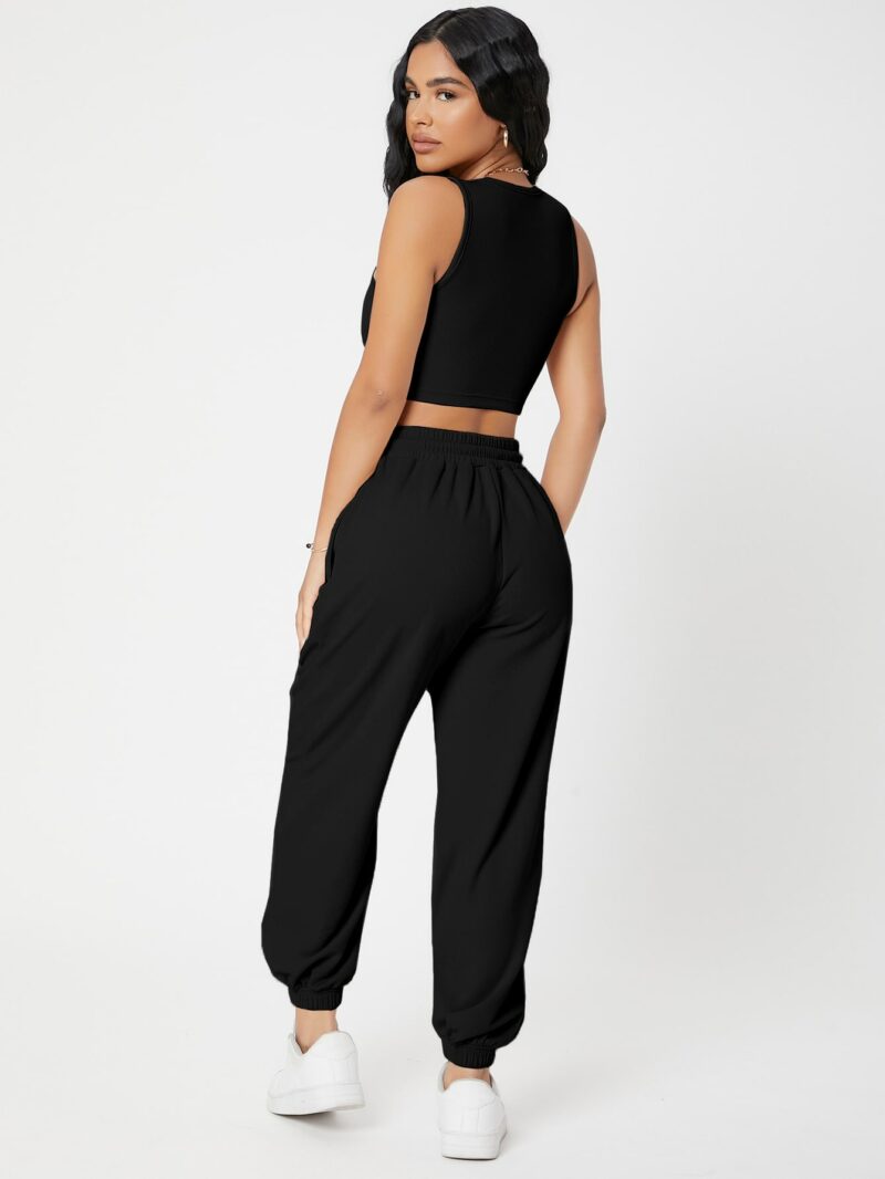 Maya Black Crop Top & Jogger Coord Set - Image 3