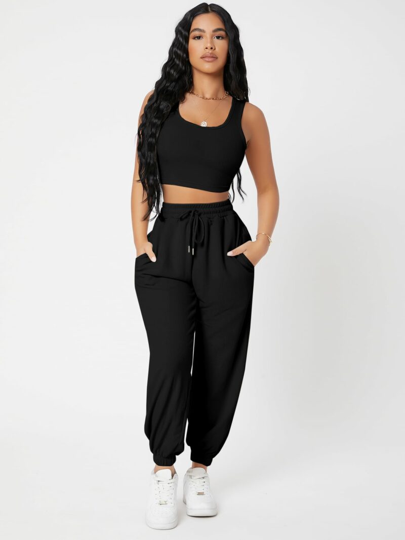 Maya Black Crop Top & Jogger Coord Set - Image 4