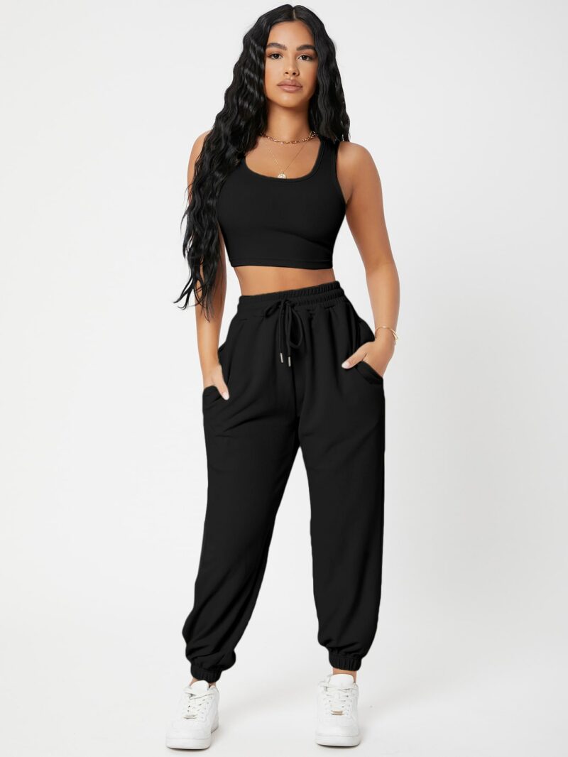 Maya Black Crop Top & Jogger Coord Set - Image 5