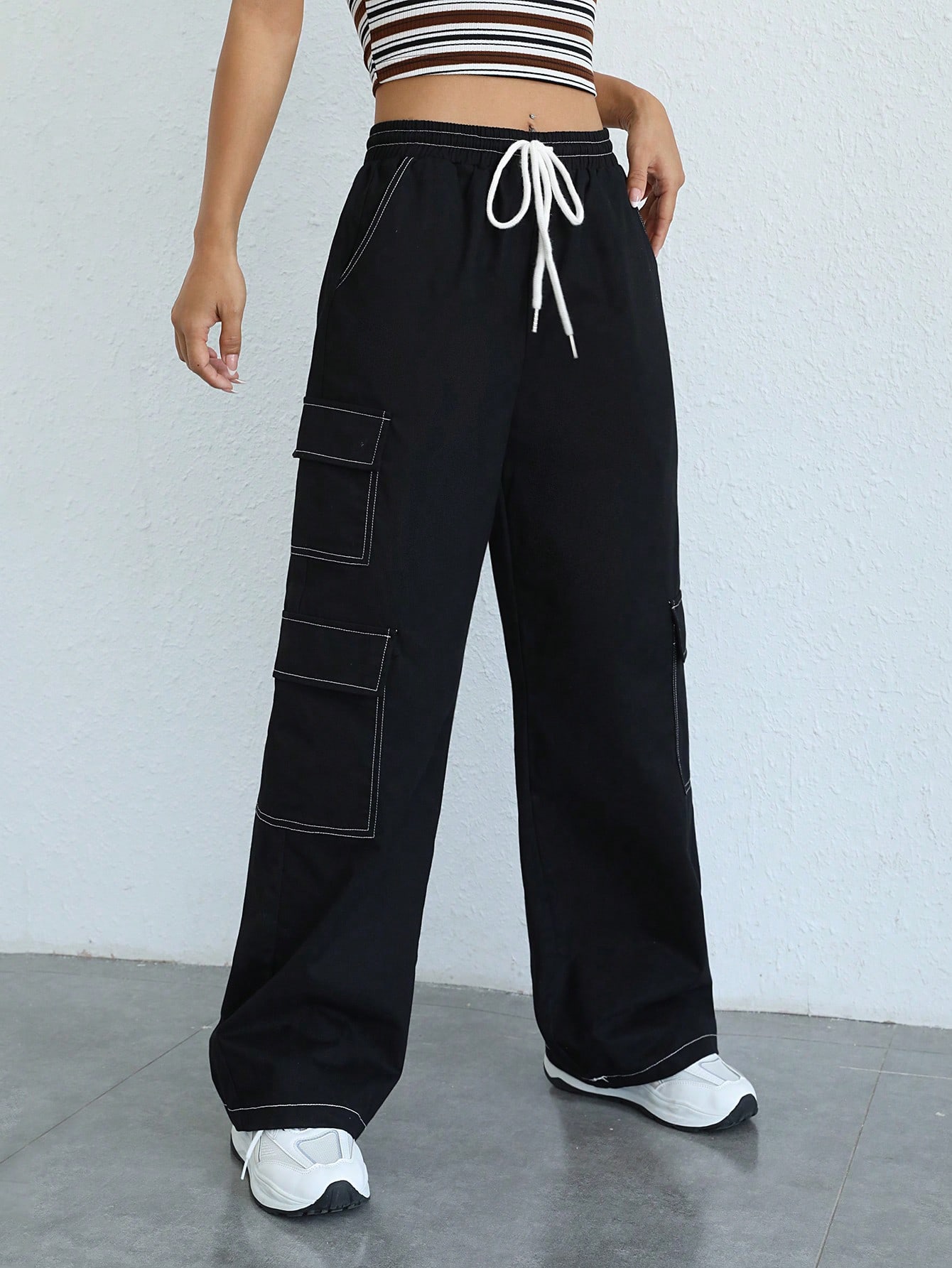 Black Contrast Seam Detail Straight Leg Jeans | PrettyLittleThing USA