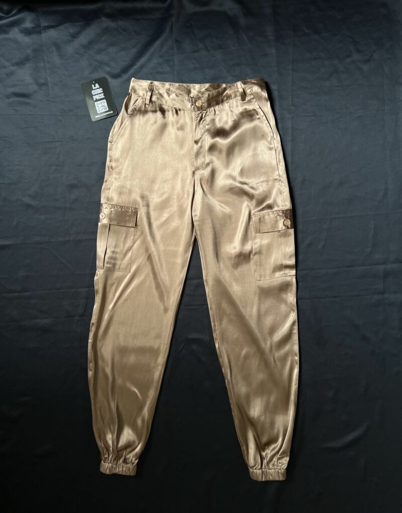 Copper Satin Cargo Pants - Image 4