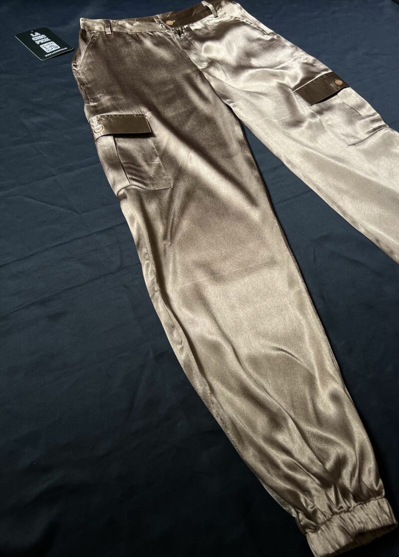 Copper Satin Cargo Pants - Image 3