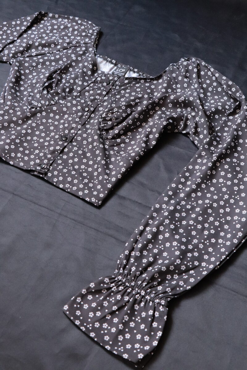 Emmy Black Floral Crop Top - Image 2