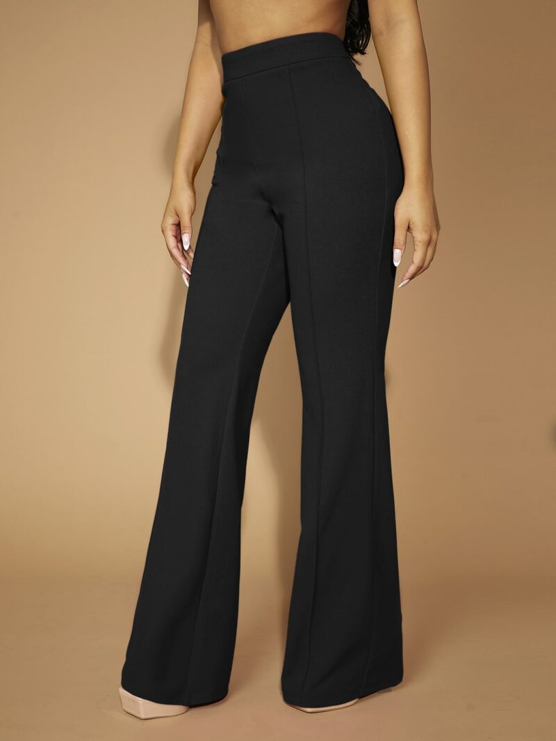 Daisy Front Seam Flare Leg Trouser in Black | Pink - Image 3