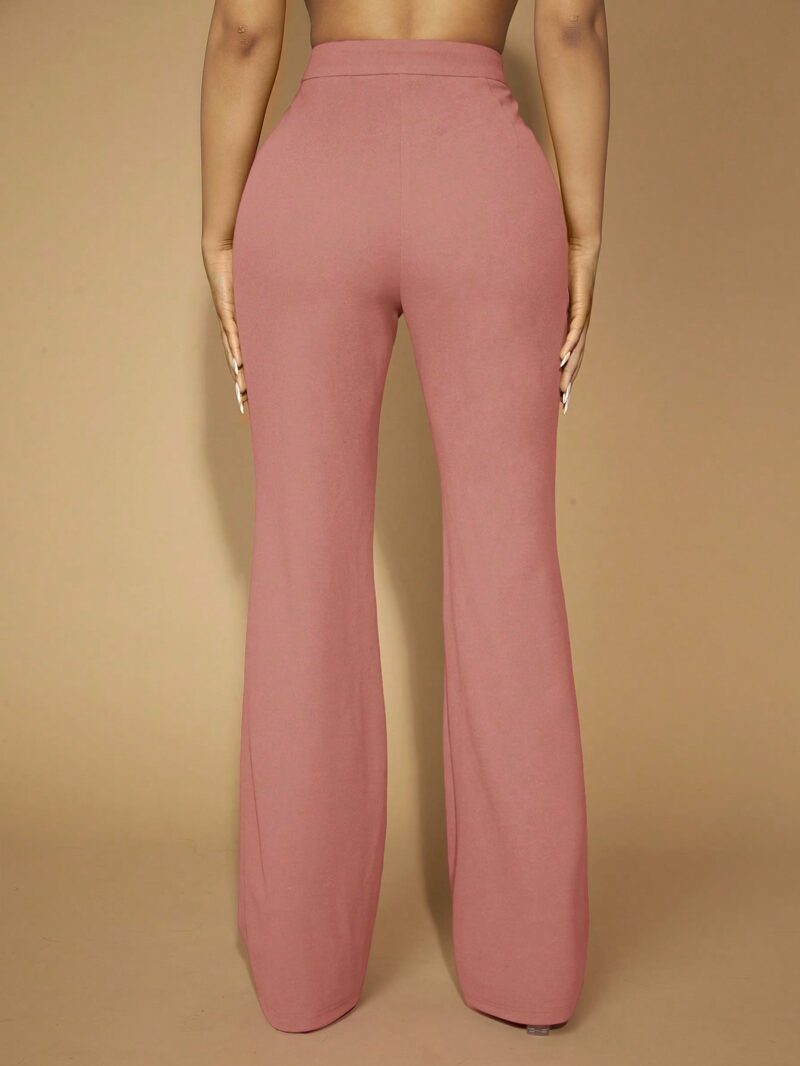 Daisy Front Seam Flare Leg Trouser in Black | Pink - Image 8