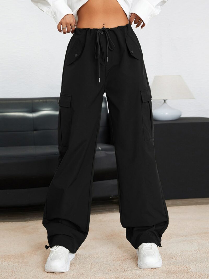 Gilly Black Flap Pocket Cargo Pants - Image 4