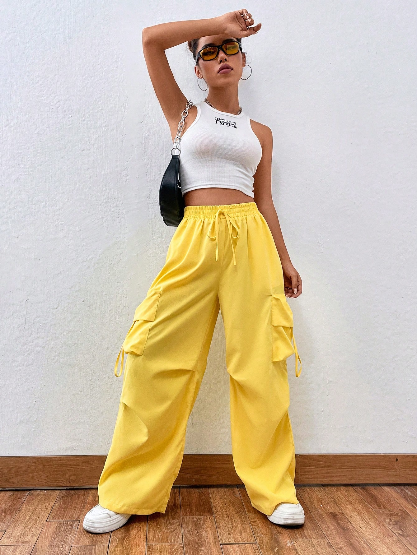 Yellow Ultra High Rise Cargo Pants Online Shopping  OXXOSHOP