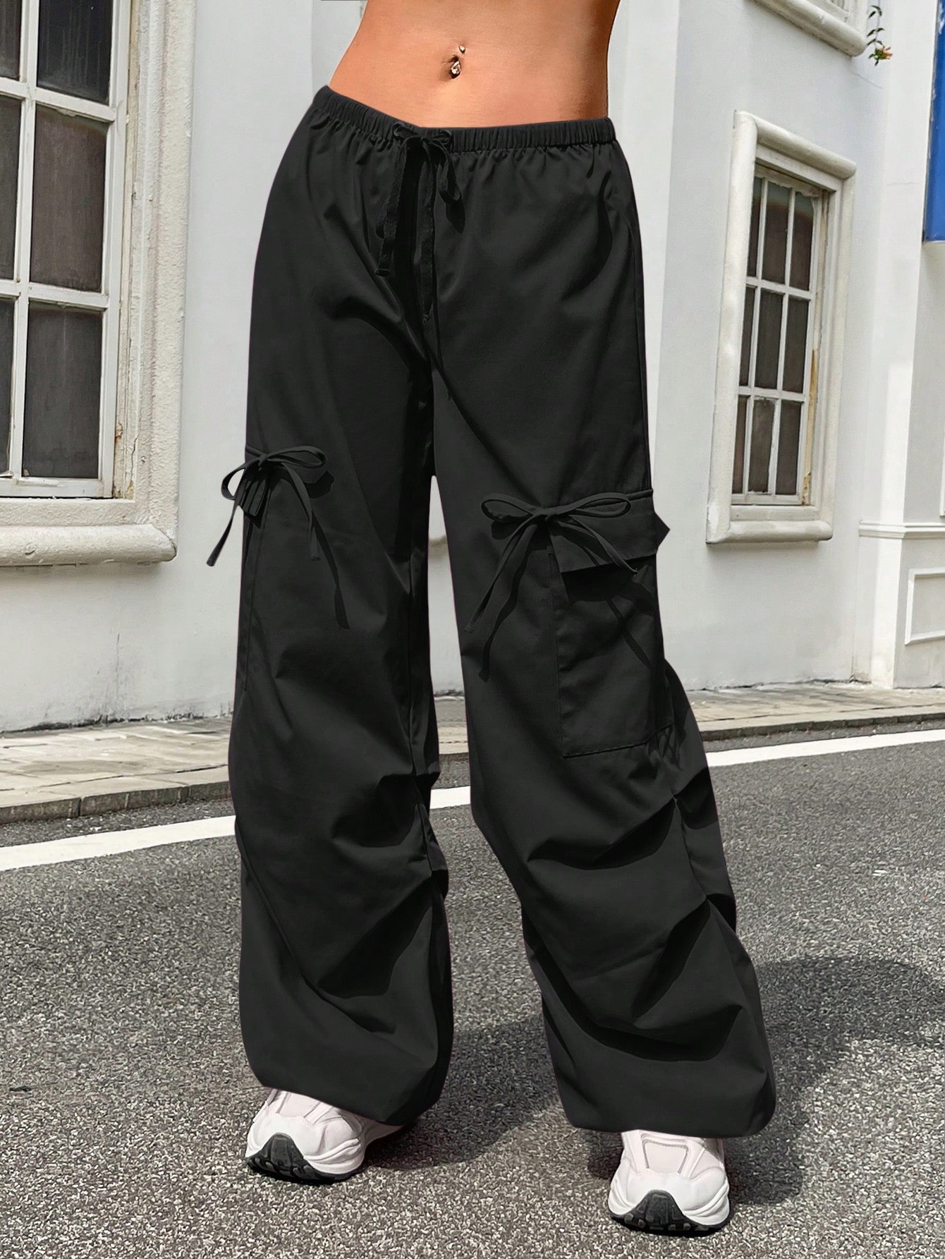 Timmy Black Tie Pocket Oversized Cargo Pants – LA CHIC PICK
