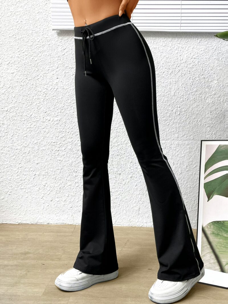 Teena Black Contrast Stitch Snug Fit Pants - Image 3