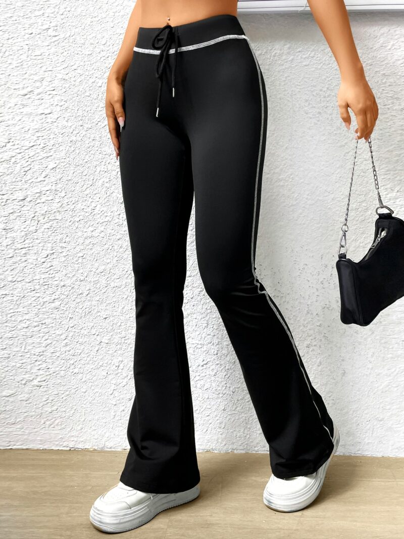 Teena Black Contrast Stitch Snug Fit Pants - Image 6