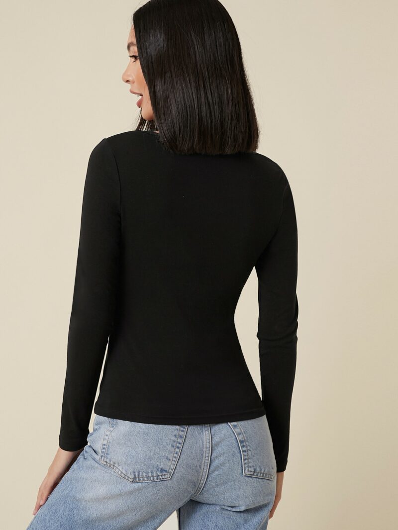Nisa Black Square Neck Full Sleeves Tee - Image 2