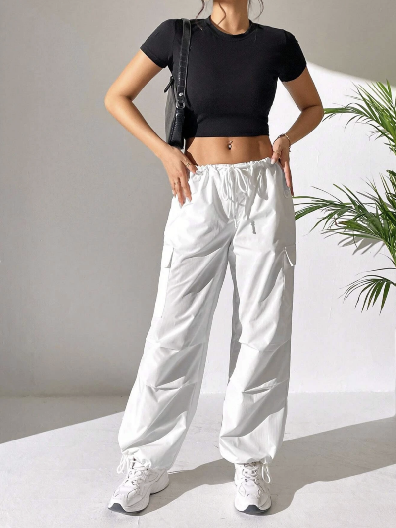 Clara White Oversized Cargo Pants - Image 2