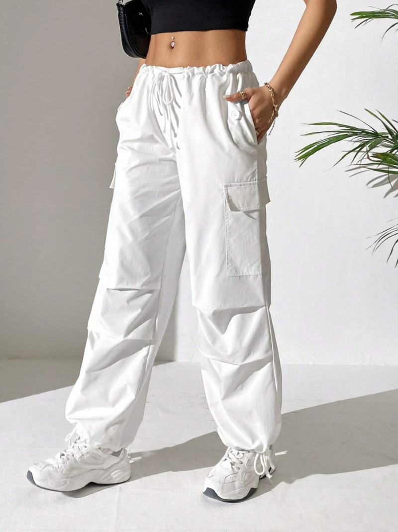 Clara White Oversized Cargo Pants - Image 3