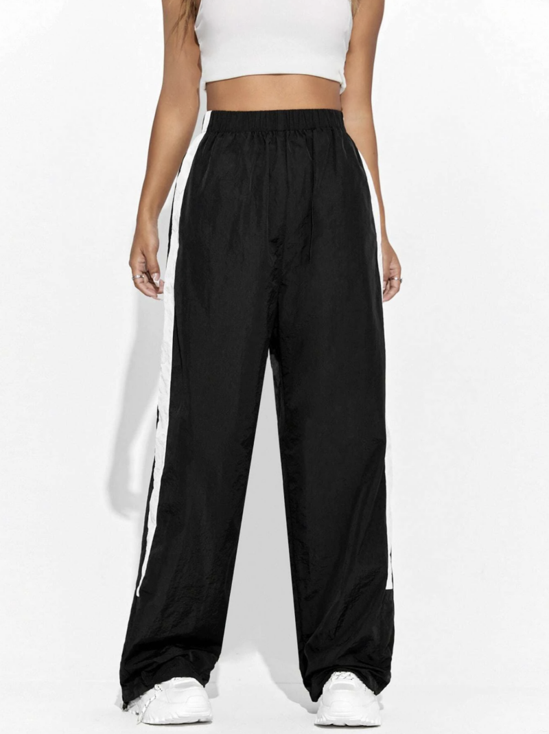 Alison Black Side White Stripe Oversized Jogger - Image 4