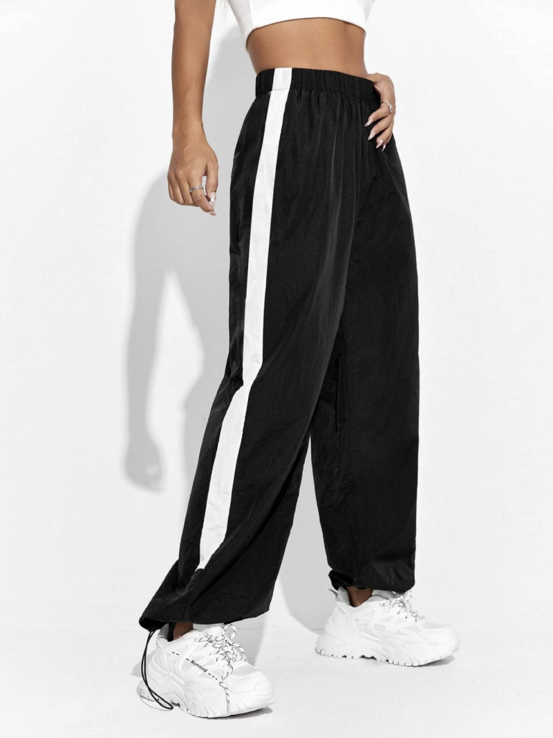 Alison Black Side White Stripe Oversized Jogger - Image 5